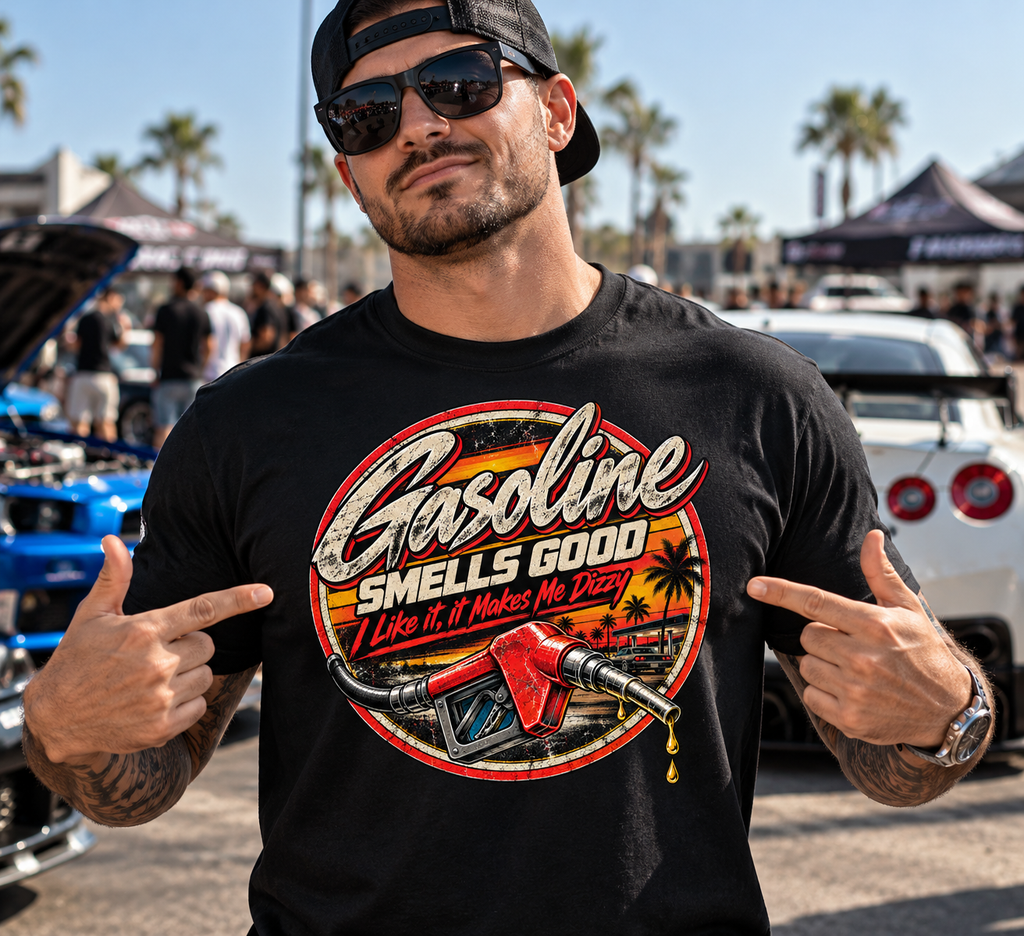 Gasoline Smells Good – Retro Automotive Graphic Tee